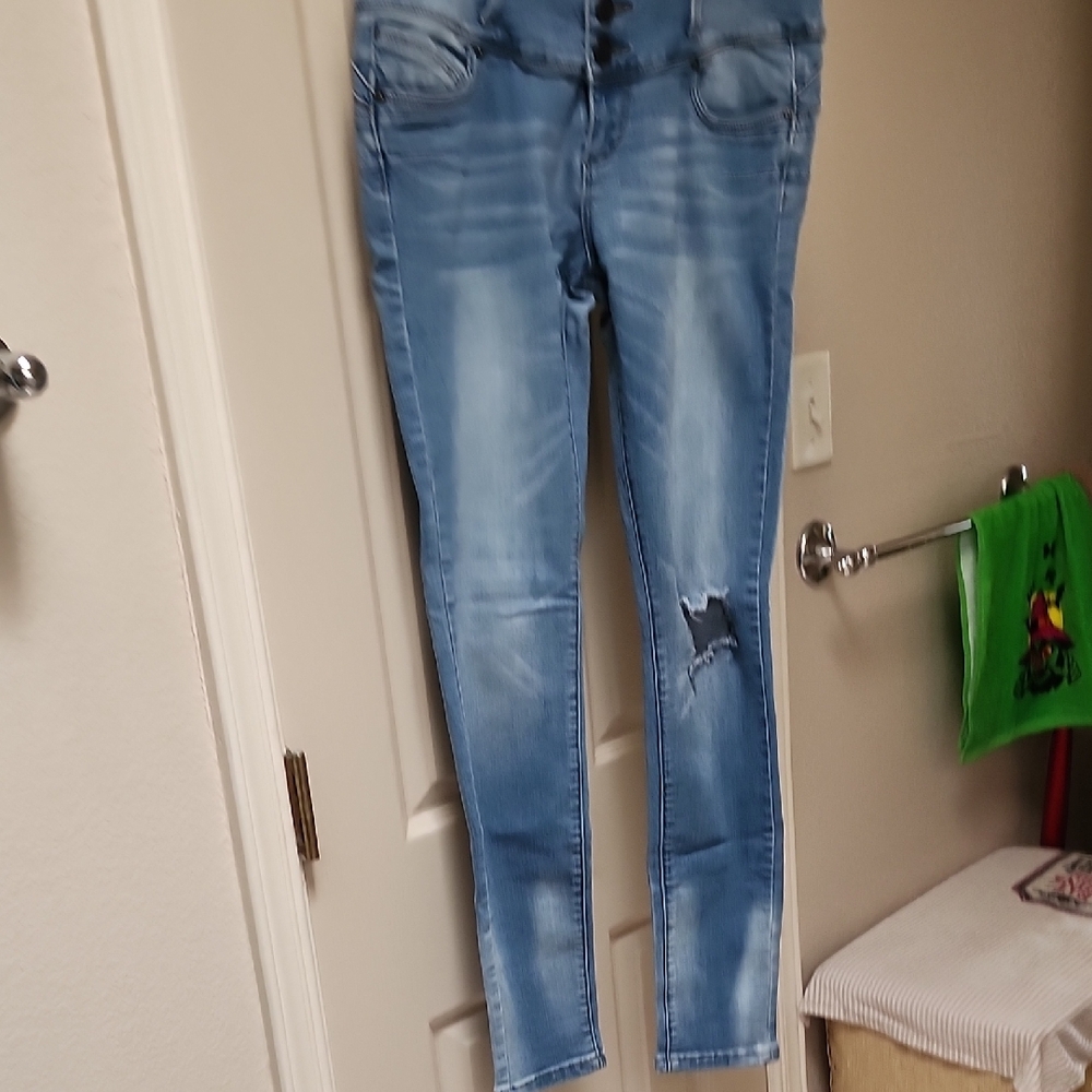 Indigo Rein Light Blue Distressed Skinny Jeans